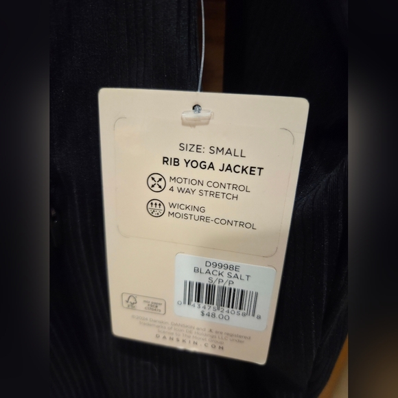 Danskin Black Ribbed Yoga Performance Jacket - Picture 5 of 6